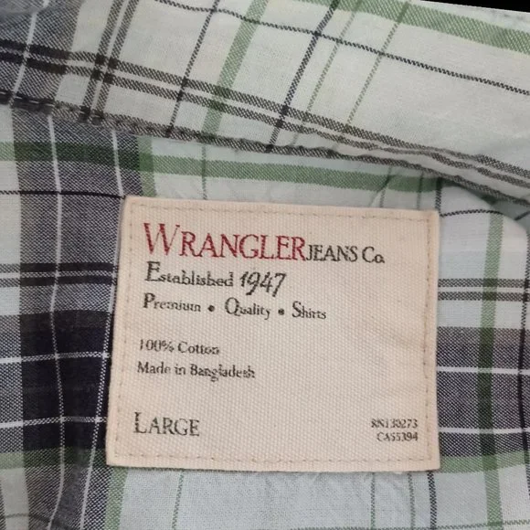WRANGLER • men's LARGE plaid shirt Western button down cowboy rodeo country - Picture 5 of 7